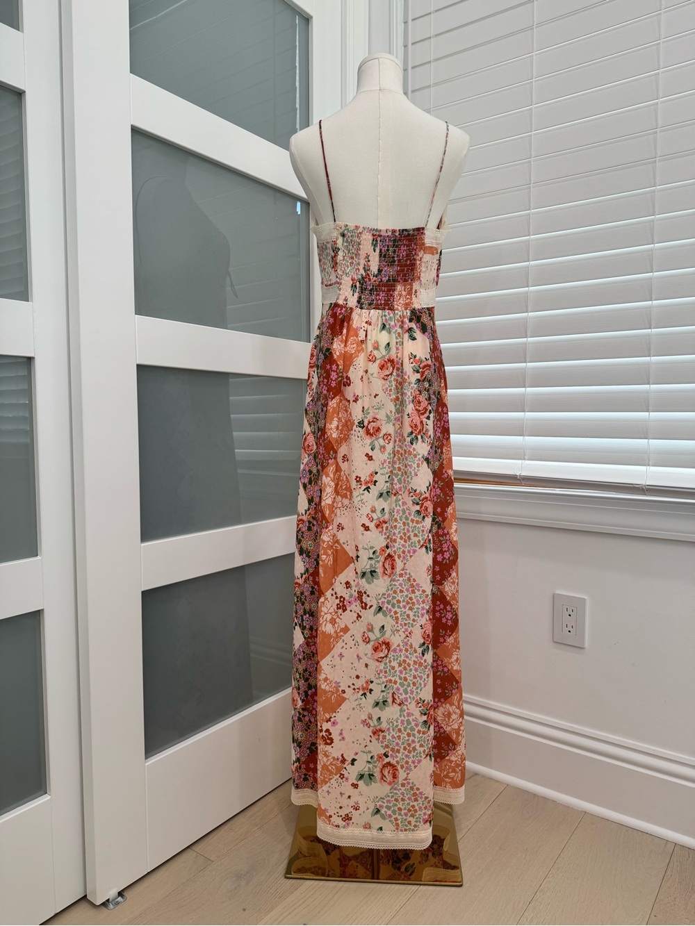 NWT Free People Daisy Fields Maxi Slip Dress Brown Combo M - Picture 3 of 6